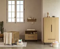 Born Lucky Complete Babykamer Praag Babybed & Commode & Kledingkast Verstelbare bodem Natural