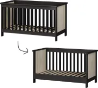 Cabino Meegroei Ledikant Oxford Zwart Eiken 70 x 140 cm