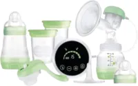 Borstkolf electrisch dubbel - Borstkolf dubbel - Groente - 2-in-1 met 9 stimulatieniveaus - bevat 2 babyflesjes - Groen