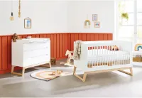 Bridge Starterset - Kinderbedje - Aankleedeenheid - Converteerbaar meubilair - 150 cm x 76 cm x 94 cm Kinderbedje en 120 cm x 77 cm x 101 cm eenheid