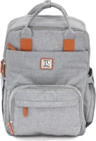 Brisby Slijtvaste Luiertas – Verzorgingstas - Rugzak inclusief gratis Verschoonmatje - voorzien van montage voor Kinderwagen en Buggy - Grijs