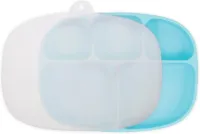 Bumkins - Siliconen vakjesbord met deksel (5 vaks) - Blauw