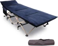 Campingbed, veldbed, inklapbaar met kussen voor volwassenen, XXL, 190 x 71 x 38 cm, opvouwbaar veldbed topper met matrastopper voor camping, tuin, binnen en buiten