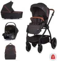 Chipolino Prestige 3-in-1 Kinderwagen - Blackberry Zwart - te gebruiken tot 22kg