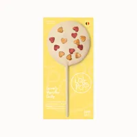 Chocolade Lollys 3-pack - LolPops Vanilla Lolly Mix - 3x Chocolade Lolly - Witte chocolade met hartjes, discodip en confetti - MoMe Belgische Chocolade Lollies