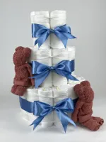 Chouette-Chouette | Luiertaart Jongen | Kraamcadeau | Geboorte Jongen | Babyshower | Beren Koper - diep Blauw
