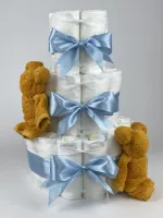 Chouette-Chouette | Luiertaart Jongen | Kraamcadeau | Geboorte Jongen | Babyshower | Beren Oker - Blauw