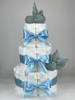 Chouette-Chouette | Luiertaart Jongen | Kraamcadeau | Geboorte Jongen | Babyshower | Konijnen Stone groen - hemels Blauw