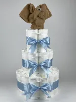 Chouette-Chouette | Luiertaart Jongen | Kraamcadeau | Geboorte Jongen | Babyshower | Olifant Sand - Blauw