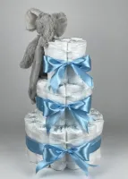 Chouette-Chouette | Luiertaart Jongen | Kraamcadeau | Geboorte Jongen | Babyshower | Tuttle Olifant Enzo hemels Blauw