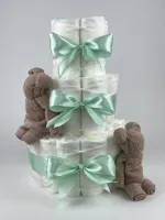 Chouette-Chouette | Luiertaart Meisje | Kraamcadeau | Geboorte Meisje | Babyshower | Beren Pinkstone - Groen