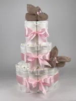 Chouette-Chouette | Luiertaart Meisje | Kraamcadeau | Geboorte Meisje | Babyshower | Konijnen Pinkstone - Roze
