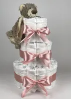 Chouette-Chouette | Luiertaart Meisje | Kraamcadeau | Geboorte Meisje | Babyshower | Tuttle Beer Bella donker Poeder Roze