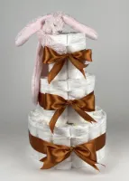 Chouette-Chouette | Luiertaart Meisje | Kraamcadeau | Geboorte Meisje | Babyshower | Tuttle Konijn Richie Pink - Koper