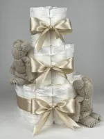 Chouette-Chouette | Luiertaart Neutraal | Kraamcadeau | Geboorte Jongen Meisje | Babyshower | Beren Cream - Beige