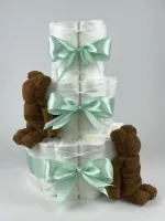 Chouette-Chouette | Luiertaart Neutraal | Kraamcadeau | Geboorte Jongen Meisje | Babyshower | Beren clay Bruin - Groen