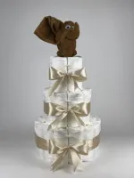 Chouette-Chouette | Luiertaart Neutraal | Kraamcadeau | Geboorte Jongen Meisje | Babyshower | Olifant clay Bruin - Beige