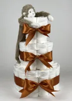 Chouette-Chouette | Luiertaart Neutraal | Kraamcadeau | Geboorte Jongen Meisje | Babyshower | Tuttle Aap Mickey Clay bruin - Koper