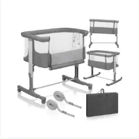 Co Sleeper - Cosleeper Met 3 In 1 Functie - Co-Sleepers Verstelbaar En Mobiel - Grijs