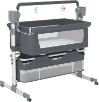Bloominggoods® Co-Sleeper Electrische schommelfunctie - Babybed - Wieg - Kinderbedje - Grijs/Wit - Afstandsbediening