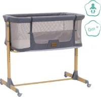 Co-sleeper - Wieg - Babybed - Incl. Matras - verstelbaar houten frame - met wieltjes en veiligheidsgordel - fillikid