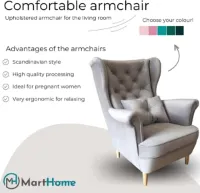 Comfortabele loungestoel voor zwangere vrouwen - Gestoffeerde relaxstoel in Scandinavisch ontwerp (marineblauw)