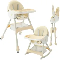 ComfyKidz® Inklapbare 3-in-1 Kinderstoel | Peuterstoel, Schommelstoel & Wipstoel | Kinderzetel | Beige