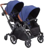 Contours Duowagen Curve Tandem Tweelingwagen voor en achterste wielen kunnen 360 draaien indigo