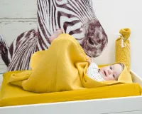 Cottonbaby Badcape wafel/badstof - okergeel