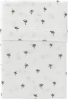 Cottonbaby ledikantlaken - wit met palmboompjes groen - katoenen hydrofiel - 120x150 cm