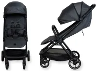De Quax Easyfold ultracompacte reiskinderwagen - Buggy - Met één simpele beweging vouwt de wandelwagen automatisch op. Kleur:Zwart