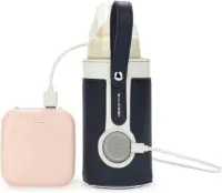 Draagbare Baby Flessenwarmer voor Onderweg | USB Draagbare Babyfles Verwarmer met Isolatie | Warmtebehoud voor Reizen | Zwarte Hoes | Verpleging On-the-Go