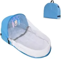 Draagbare Babywieg - Opvouwbaar Reisbedje - Baby Campingbedje - Met Speeltjes - Klamboe & Zonnekap - Lichtgewicht Babybed - 0-10 Maanden - Baby Nest Voor Buiten & Binnen - Makkelijk Mee Te Nemen - Bla
