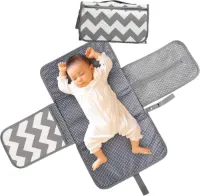 Draagbare aankleedmat, afwisbaar, waterdicht, opvouwbaar baby-aankleedkussen, luiertas voor onderweg, luierkussen voor op reis (grijs)