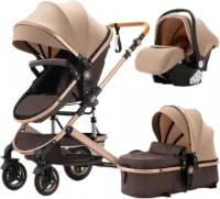 Dripio 3 in 1 Kinderwagen - Buggy - Wandelwagen Baby - Reisbuggy - Reis Buggy - Plooibuggy - Beige