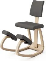 Ergonomic Chair with Padded Backrest - Natural Wood - Grey Recycled Polyester Fabric verschoningsmatje met luieretui