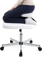 Ergonomic Height Adjustable Leather Knee Stool for Office or Home - Computer Workers Yoga Meditation Lovers - White verschoningsmatje met luieretui