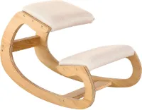 Ergonomic Knee Chair for Straight Posture - Home Office and Meditation Stool - Wood and Linen Cushion (White Oak) verschoningsmatje met luieretui