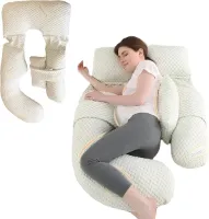 Ergonomisch zwangerschapskussen 360° – zeer comfortabel – ondersteuning van lendenen rug benen en buik – ideaal voor slaap en borstvoeding – overtrek