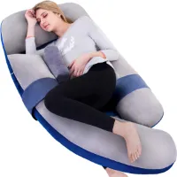 Extra groot U-vormig lichaamskussen - borstvoeding, zwangerschap - 152 cm - grijsblauw