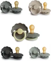 FRIGG DAISY Fopspeen set 5 stuks Sage,French Gray,Sandstone,Cream en Portobello Night Glow 6-18 maand