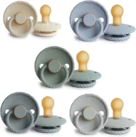 FRIGG ROPE Fopspeen set 5 stuks Cream,Sage,Powder Blue,French Gray en Silver Gray 6-18 maand