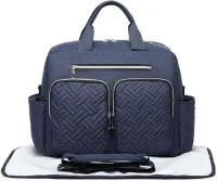 Famanu Babyluiertas Grote Weekender Reizen Luiertas Stijlvol voor Mama en Papa, Convertible Travel Tote Messenger met Geïsoleerde Zakken, Navy