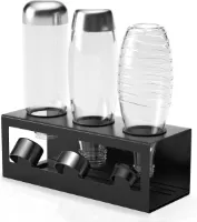 Flessen Droogrek - Sodastream Flessen - Flessen Afdruiprek - Flessen Houder - Inclusief Siliconen Beschermringen - Lekbak - Dekselhouder Flessen Droogrek
