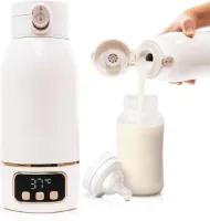 Flessenwarmer onderweg - Draagbare Baby Flessenwarmer - Intelligente Flesverwarmer - Oplaadbaar - Geschikt voor Borstvoeding & Babyvoeding - Draadloos te gebruiken om je melk op temperatuur te houden 