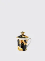 Fine Porcelain Tea Mug with Lid Refined Drinkware Unisex - Black Tea
