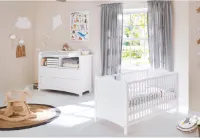 Florentina Babystartset - Ledikantbed - Extra breed aankleedkussen - Converteerbaar ontwerp - 146 cm x 76 cm x 85 cm en 130 cm x 77/57 cm x 101 cm