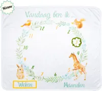 Flouer Mijlpaaldeken Dieren - Milestone deken - Kraamcadeau meisje of jongen - Mijlpaaldeken baby - Babyshower cadeau - Kraamcadeautjes - Mijlpaal deken - Milestone blanket - Babyshower