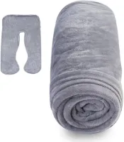 U-vormige fluwelen kussensloop - zwangerschapskussen hoes - vervangende hoes - fluwelen stof - grijs - 140 x 70 cm