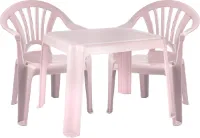 Forte Plastics Kinderstoelen 4x met tafeltje set - buiten/binnen - roze - kunststof - tuin meubels